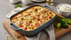 Valmista juhlavahko kalagratin lohella, turskalla ja katkaravuilla